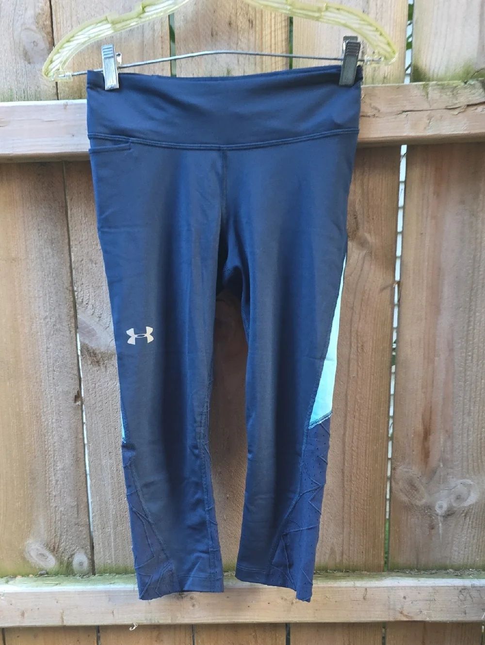 Under Armour Navy Blue Athletic Capris with Light Blue Panels